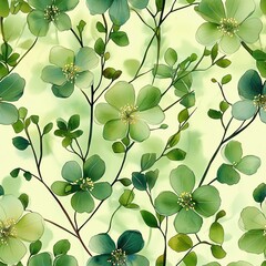 Obraz premium Seamless, high-definition green watercolor texture with subtle organic patterns, ideal for creating calming and natural backgrounds. Its gentle tones make it perfect for serene digital and print
