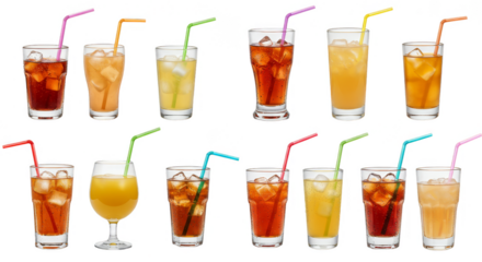 Isolated Transparent Background Refreshing Cold Summer Cocktails Glass Drinks