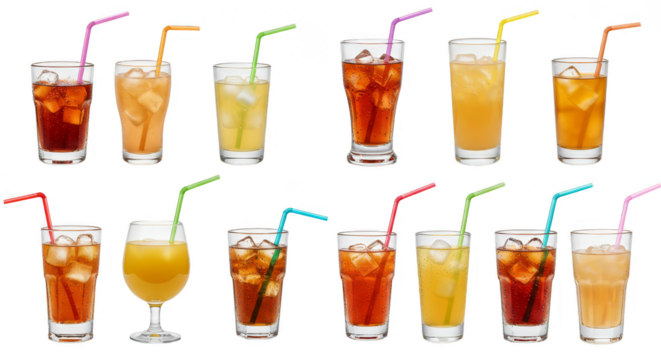 Isolated Transparent Background Refreshing Cold Summer Cocktails Glass Drinks