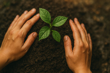hands holding a plant