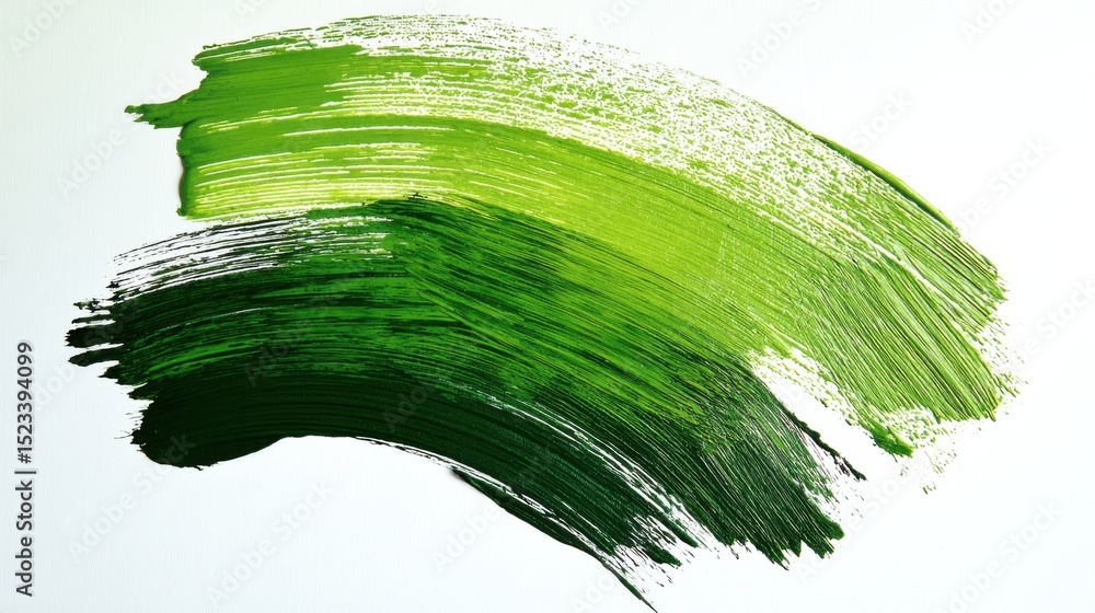 Poster green paint swash on white canvas, representing artistic expression and creative design potential : 