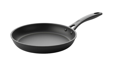 Isolated Frying Pan Kitchen Cookware In Black Metal And Silver Handle