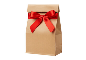Isolated Gift Bag with Red Bow on Transparent Background Illustration
