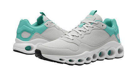 Isolated Turquoise Accent Sneakers Shoes for Sports Activities Fitness