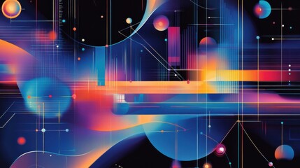 Abstract Geometric Shapes With Vibrant Colors and Lines, Representing Modern Technology and Digital Transformation for Business Solutions : Generative AI