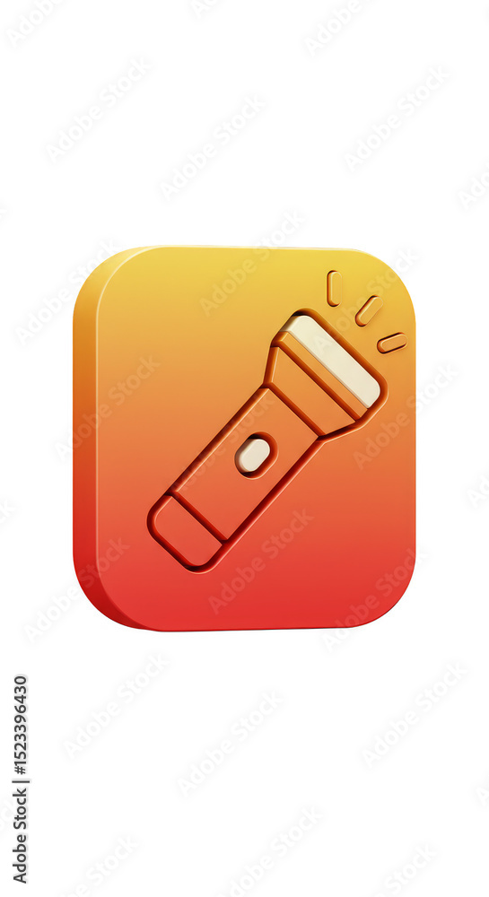 Poster orange gradient illustration of torch with square background icon