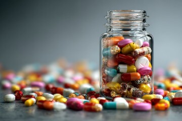 Capsules and Pills in Transparent Jar