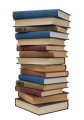 Pile of Stacked Vintage Books with Transparent Background Education
