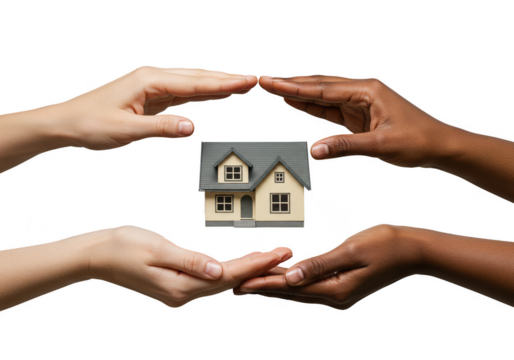 Protection Of Home Illustration With Hands Offering Security Concept