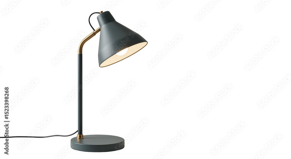 Poster realistic black desk lamp with transparent background isolated illumination
