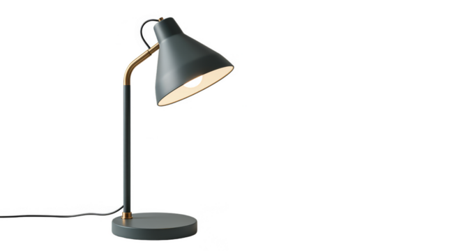 Realistic Black Desk Lamp with Transparent Background Isolated Illumination