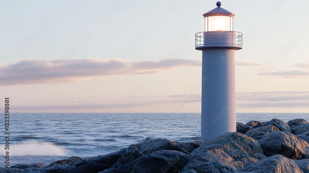 Aufkleber lighthouse shining at dusk over the ocean, symbolizing guidance and strategic navigation for busines