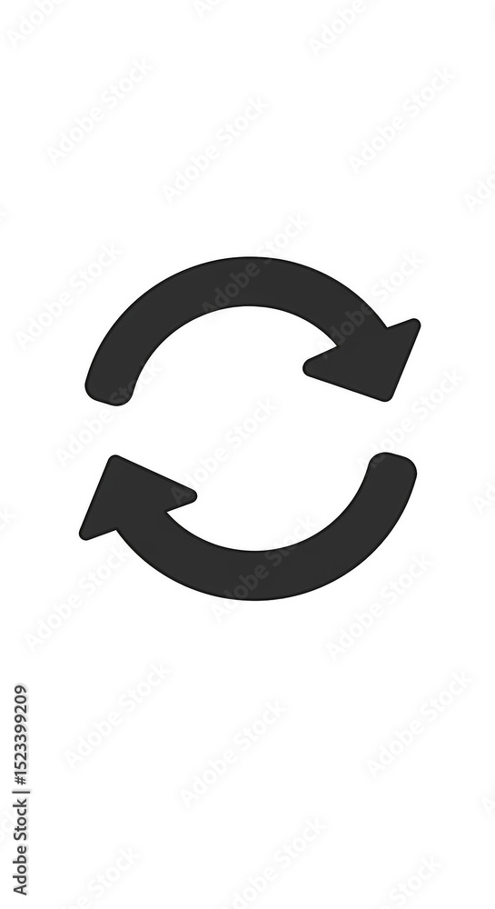 Poster simple gray cycle arrows with loop sync refresh on isolated background