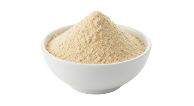 Isolated Pile of Sesame Flour Powder in White Bowl Ingredient Food