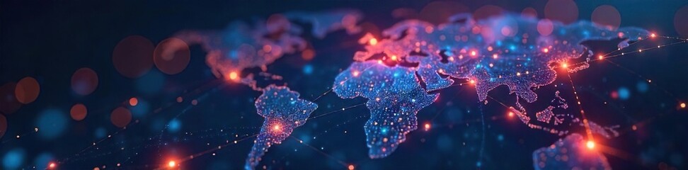 Abstract network of glowing nodes and lines connecting, symbolizing innovative ideas and global interconnectedness Perfect for technology, communication, and future concepts , bright, web