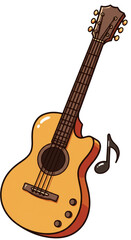 Fototapeta premium Isolated Pixel Art of Acoustic Guitar with a Musical Note Illustration