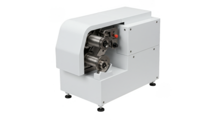 White Machine with Gears Isolated on Transparent Background for Automation