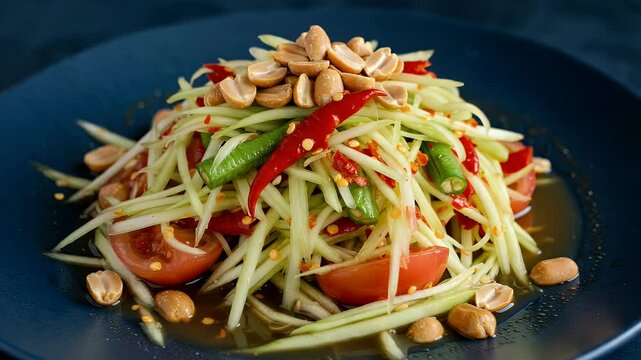Som Tum salad with peanuts and tomatoes