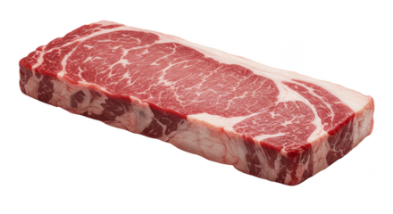 Isolated Raw Marbled Steak Cut Of Beef Meat On Transparent Background