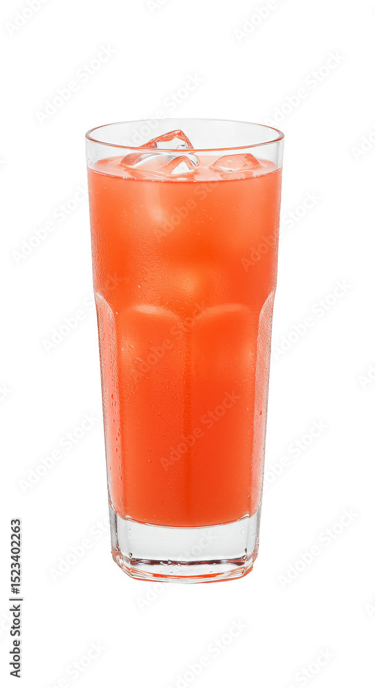 Poster isolated refreshing red cocktail with ice on transparent background