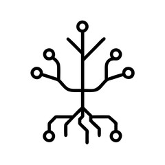 A minimalist line drawing of a tree, incorporating circuit board elements. This unique design showcases the fusion of nature and technology, creating a visually striking representation.