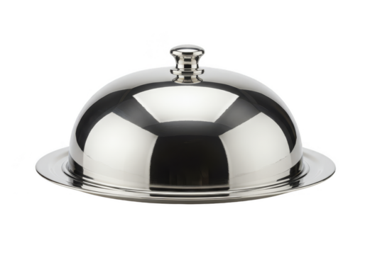 Isolated Silver Domed Food Tray with Transparent Background Elegance