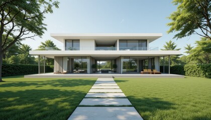 modern house with garden