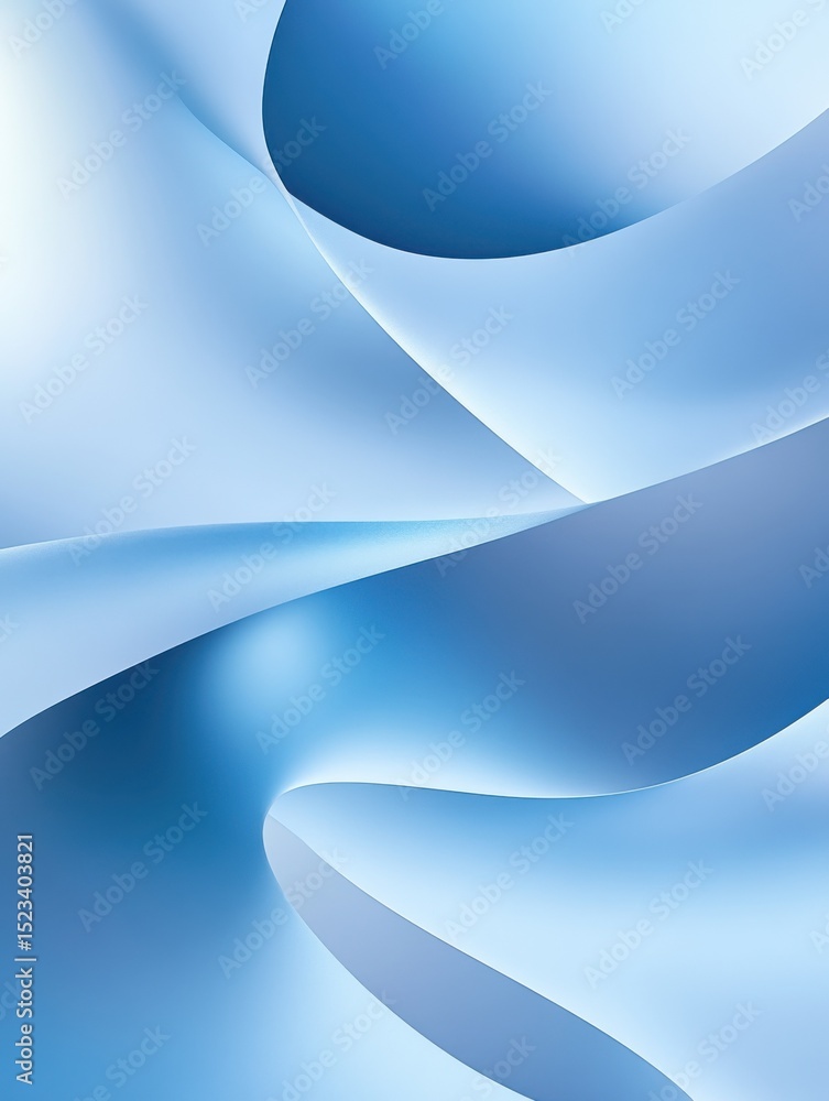 Poster abstract blue gradient ribbons flowing gently, representing serenity and corporate communications : 