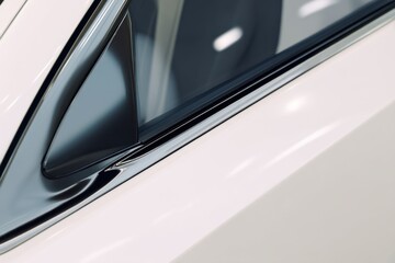 Close-Up of a White Car's Window and Chrome Trim, Representing Automotive Innovation and Transportation Technology : Generative AI
