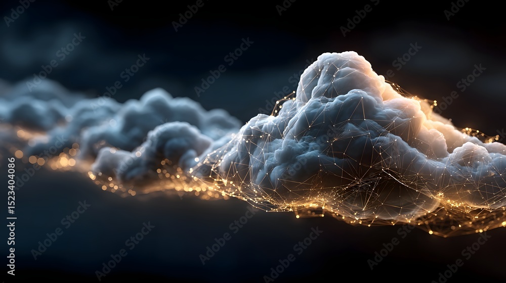 Poster futuristic digital cloud computing and network technology
