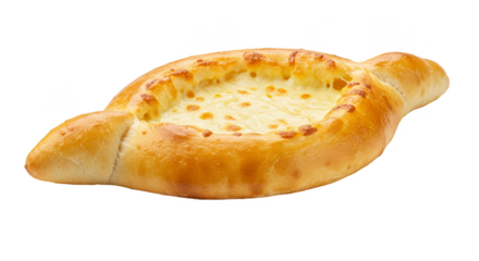 Isolated Traditional Georgian Cheese Bread Called Khachapuri Flatbread