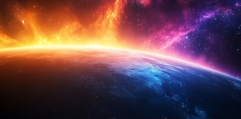 Earth from space, cosmos and nebulae, abstract space art