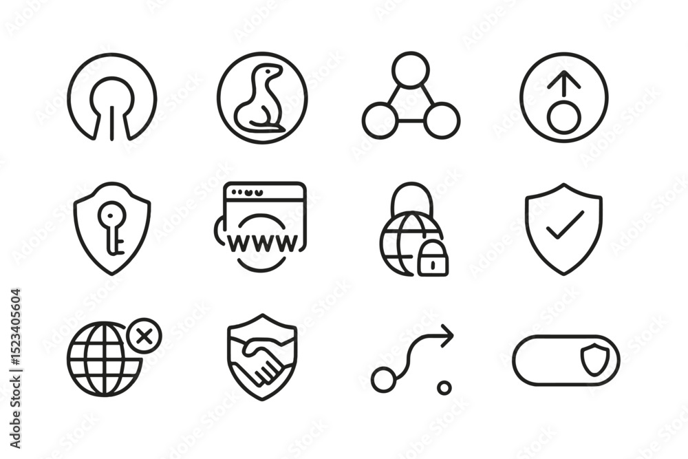 Aufkleber various security and web icons on a blurred background