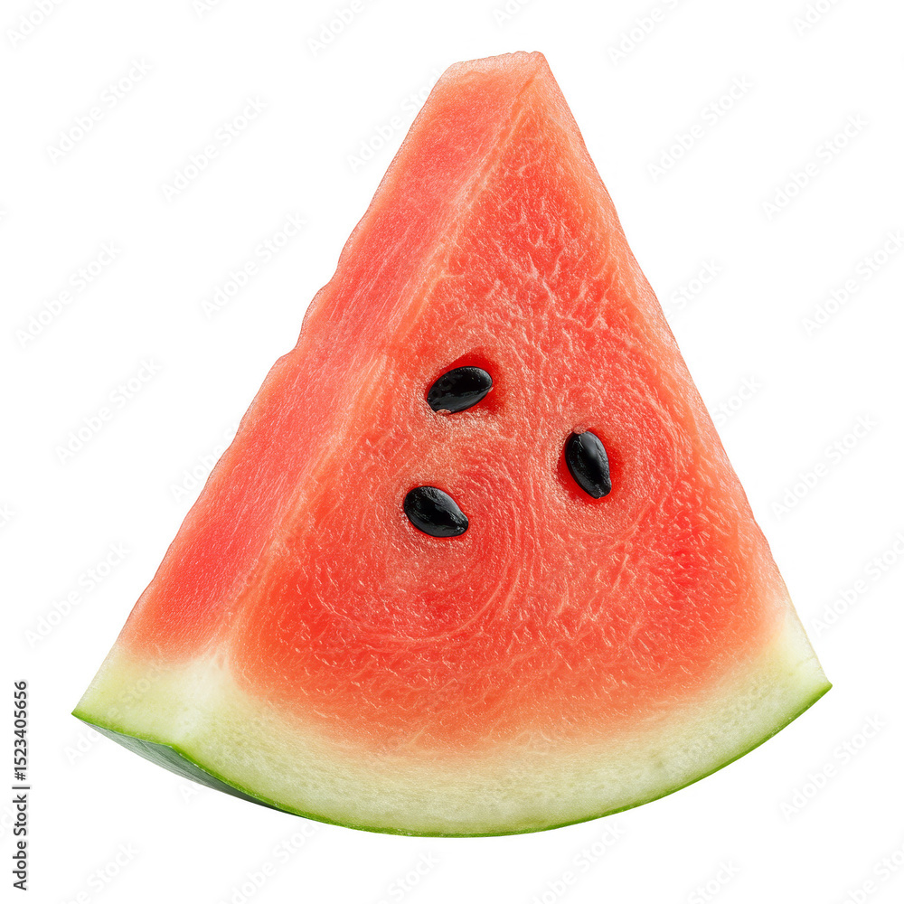 Poster isolated transparent background of a slice of refreshing red watermelon