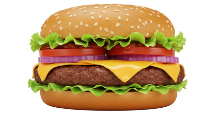 Isolated Transparent Background of Delicious Cheeseburger with Sesame Seeds