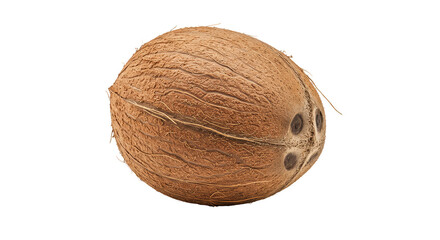 Isolated Transparent Background of Fresh Brown Tropical Coconut Fruit