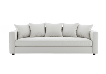 Isolated Transparent Background of White Sofa with Pillows Illustration