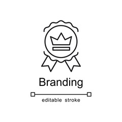 Line drawing of a seal with a crown and ribbon for branding purposes; suitable for logos, packaging, and corporate materials.