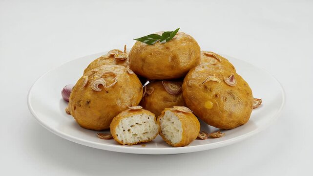Tahu Bulat Indonesian fried tofu snack on plate