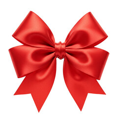 Isolated Transparent Red Bow Ribbon Holiday Gift Decoration Design