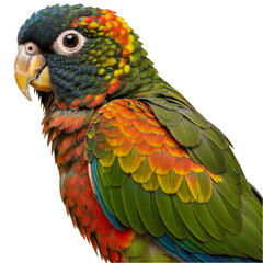 Obraz premium Isolated Tropical Parrot Bird with Colorful Plumage on Transparent Background