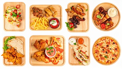 collection of tasty, junk and delicious food