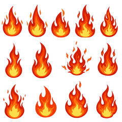 Pixel Fire Flame Illustration Orange Heat Energy Design on Transparent