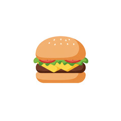 Pixel Illustration of Burger Delicious Cheeseburger Meal on Transparent