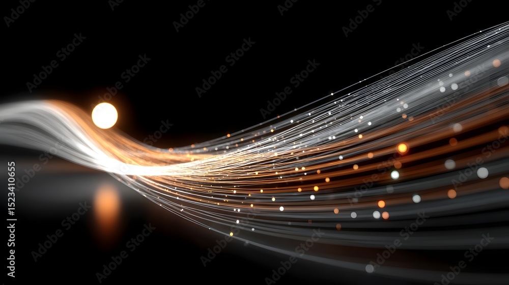 Poster glowing virtual graph with dynamic lines and luminous dots