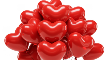 Realistic 3d Rendering Red Heart Balloons Love Valentines Gift on Transparent
