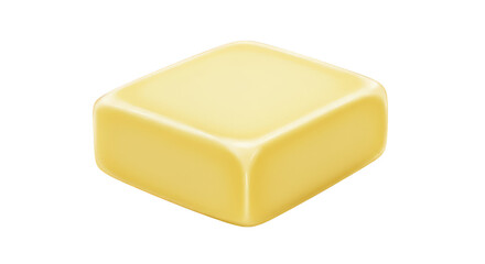 Realistic Butter Block Isolated Transperent Background Yellow Ingredient