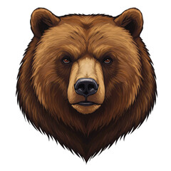 Fototapeta premium Realistic Illustration of Brown Bear Portrait Isolated on Transparent Background