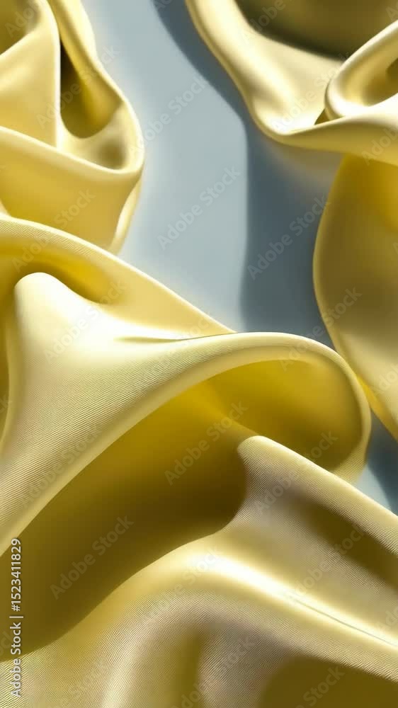 Aufkleber elegant composition featuring draped yellow and blue satin fabric on a smooth surface, creating dyna