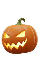 Fototapeta premium Spooky Halloween Jack O Lantern Pumpkin 3D Rendering on Transparent Background